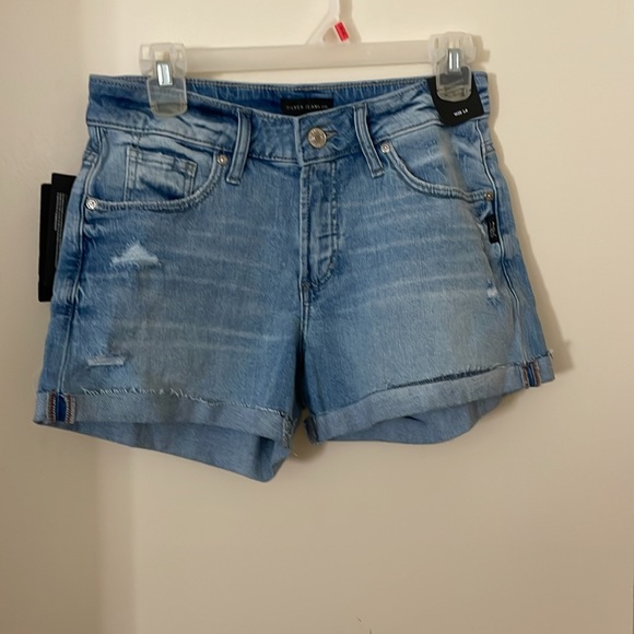 Sz 25 (W5) L4 Boyfriend Mid Rise Short boyfriend mid rise shorts Indigo wash NW - Picture 12 of 13